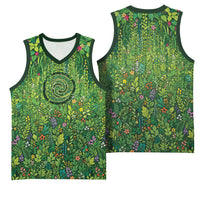 Polynesia Mother Nature Basketball Jersey Glowing Heart Spiral Tropical Vine Floral