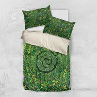 Polynesia Mother Nature Bedding Set Glowing Heart Spiral Tropical Vine Floral