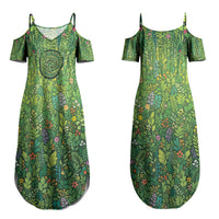 Polynesia Mother Nature Couples Matching Summer Maxi Dress and Hawaiian Shirt Glowing Heart Spiral Tropical Vine Floral