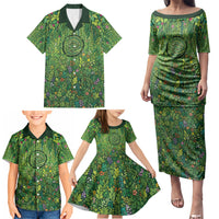 Polynesia Mother Nature Family Matching Puletasi and Hawaiian Shirt Glowing Heart Spiral Tropical Vine Floral