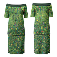 Polynesia Mother Nature Family Matching Puletasi and Hawaiian Shirt Glowing Heart Spiral Tropical Vine Floral