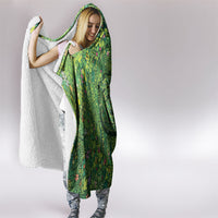 Polynesia Mother Nature Hooded Blanket Glowing Heart Spiral Tropical Vine Floral
