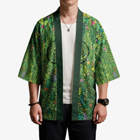 Polynesia Mother Nature Kimono Glowing Heart Spiral Tropical Vine Floral