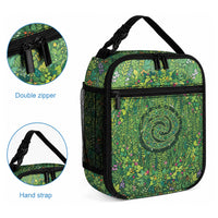 Polynesia Mother Nature Lunch Bag Glowing Heart Spiral Tropical Vine Floral