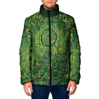 Polynesia Mother Nature Padded Jacket Glowing Heart Spiral Tropical Vine Floral