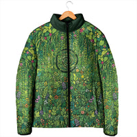 Polynesia Mother Nature Padded Jacket Glowing Heart Spiral Tropical Vine Floral