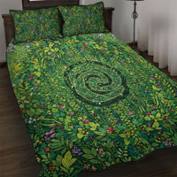 Polynesia Mother Nature Quilt Bed Set Glowing Heart Spiral Tropical Vine Floral