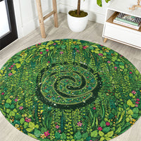 Polynesia Mother Nature Round Carpet Glowing Heart Spiral Tropical Vine Floral