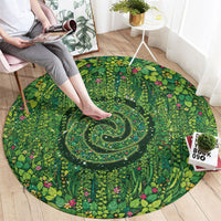 Polynesia Mother Nature Round Carpet Glowing Heart Spiral Tropical Vine Floral