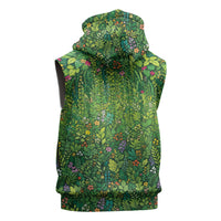 Polynesia Mother Nature Sleeveless Hoodie Glowing Heart Spiral Tropical Vine Floral