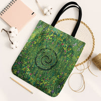 Polynesia Mother Nature Tote Bag Glowing Heart Spiral Tropical Vine Floral