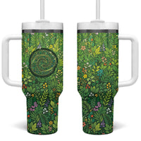 Polynesia Mother Nature Tumbler With Handle Glowing Heart Spiral Tropical Vine Floral