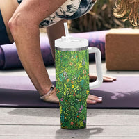 Polynesia Mother Nature Tumbler With Handle Glowing Heart Spiral Tropical Vine Floral