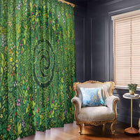 Polynesia Mother Nature Window Curtain Glowing Heart Spiral Tropical Vine Floral