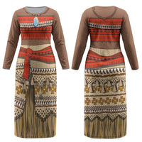 Polynesia Ocean Princess Inspired Cosplay Costume Couples Matching Long Sleeve Bodycon Dress and Long Sleeve Button Shirt
