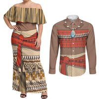 Polynesia Ocean Princess Inspired Cosplay Costume Couples Matching Off Shoulder Maxi Dress and Long Sleeve Button Shirt