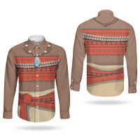 Polynesia Ocean Princess Inspired Cosplay Costume Couples Matching Short Sleeve Bodycon Dress and Long Sleeve Button Shirt