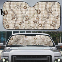 Hawaii Palaka Cowboy Auto Sun Shade Shell Maile Lei With Western Patterns - Polynesian Pride