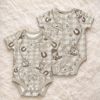 Hawaii Palaka Cowboy Baby Onesie Shell Maile Lei With Western Patterns