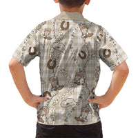 Hawaii Palaka Cowboy Family Matching Long Sleeve Bodycon Dress and Hawaiian Shirt Shell Maile Lei With Western Patterns DT05 - Polynesian Pride