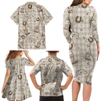 Hawaii Palaka Cowboy Family Matching Long Sleeve Bodycon Dress and Hawaiian Shirt Shell Maile Lei With Western Patterns DT05 - Polynesian Pride