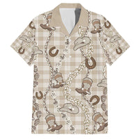 Hawaii Palaka Cowboy Family Matching Off The Shoulder Long Sleeve Dress and Hawaiian Shirt Shell Maile Lei With Western Patterns DT05 Dad's Shirt - Short Sleeve Beige - Polynesian Pride