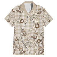 Hawaii Palaka Cowboy Family Matching Off Shoulder Short Dress and Hawaiian Shirt Shell Maile Lei With Western Patterns - Polynesian Pride