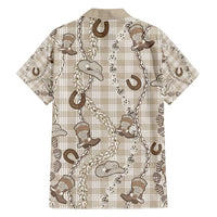 Hawaii Palaka Cowboy Family Matching Off Shoulder Short Dress and Hawaiian Shirt Shell Maile Lei With Western Patterns - Polynesian Pride
