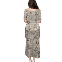 Hawaii Palaka Cowboy Family Matching Puletasi and Hawaiian Shirt Shell Maile Lei With Western Patterns - Polynesian Pride