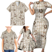 Hawaii Palaka Cowboy Family Matching Short Sleeve Bodycon Dress and Hawaiian Shirt Shell Maile Lei With Western Patterns DT05 - Polynesian Pride