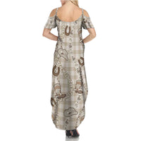 Hawaii Palaka Cowboy Family Matching Summer Maxi Dress and Hawaiian Shirt Shell Maile Lei With Western Patterns - Polynesian Pride