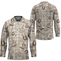 Hawaii Palaka Cowboy Hockey Jersey Shell Maile Lei With Western Patterns - Polynesian Pride