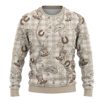 Hawaii Palaka Cowboy Ugly Christmas Sweater Shell Maile Lei With Western Patterns - Polynesian Pride