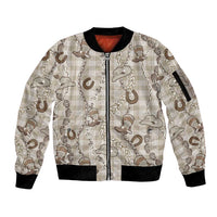 Hawaii Palaka Cowboy Sleeve Zip Bomber Jacket Shell Maile Lei With Western Patterns - Polynesian Pride