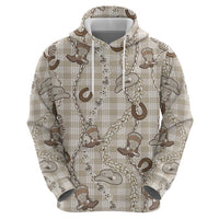 Hawaii Palaka Cowboy Zip Hoodie Shell Maile Lei With Western Patterns - Polynesian Pride