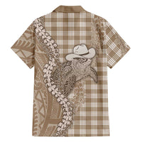 Beige Hawaii Palaka Cowboy Turtle Family Matching Mermaid Dress and Hawaiian Shirt Hawaiian Paniolo Puakenikeni Maile Lei DT05 - Polynesian Pride