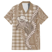 Beige Hawaii Palaka Cowboy Turtle Family Matching Summer Maxi Dress and Hawaiian Shirt Hawaiian Paniolo Puakenikeni Maile Lei DT05 Dad's Shirt - Short Sleeve Beige - Polynesian Pride
