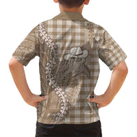 Beige Hawaii Palaka Cowboy Turtle Kid Hawaiian Shirt Hawaiian Paniolo Puakenikeni Maile Lei DT05 - Polynesian Pride