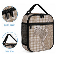 Beige Hawaii Palaka Cowboy Turtle Lunch Bag Hawaiian Paniolo Puakenikeni Maile Lei