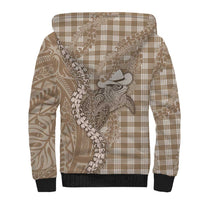 Beige Hawaii Palaka Cowboy Turtle Sherpa Hoodie Hawaiian Paniolo Puakenikeni Maile Lei DT05 - Polynesian Pride