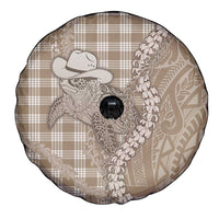 Beige Hawaii Palaka Cowboy Turtle Spare Tire Cover Hawaiian Paniolo Puakenikeni Maile Lei - Polynesian Pride