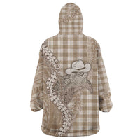 Beige Hawaii Palaka Cowboy Turtle Wearable Blanket Hoodie Hawaiian Paniolo Puakenikeni Maile Lei DT05 - Polynesian Pride