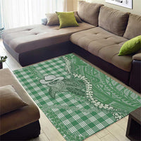 Green Hawaii Palaka Cowboy Turtle Area Rug Hawaiian Paniolo Puakenikeni Maile Lei - Polynesian Pride