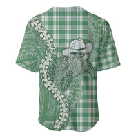 Green Hawaii Palaka Cowboy Turtle Baseball Jersey Hawaiian Paniolo Puakenikeni Maile Lei - Polynesian Pride