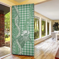 Green Hawaii Palaka Cowboy Turtle Door Cover Hawaiian Paniolo Puakenikeni Maile Lei - Polynesian Pride