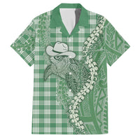 Green Hawaii Palaka Cowboy Turtle Family Matching Mermaid Dress and Hawaiian Shirt Hawaiian Paniolo Puakenikeni Maile Lei DT05 Dad's Shirt - Short Sleeve Green - Polynesian Pride