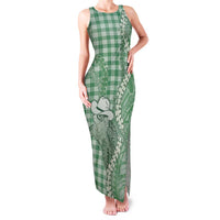 Green Hawaii Palaka Cowboy Turtle Family Matching Tank Maxi Dress and Hawaiian Shirt Hawaiian Paniolo Puakenikeni Maile Lei DT05 Mom's Dress Green - Polynesian Pride