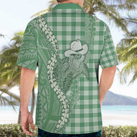 Green Hawaii Palaka Cowboy Turtle Hawaiian Shirt Hawaiian Paniolo Puakenikeni Maile Lei - Polynesian Pride