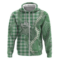 Green Hawaii Palaka Cowboy Turtle Hoodie Hawaiian Paniolo Puakenikeni Maile Lei - Polynesian Pride