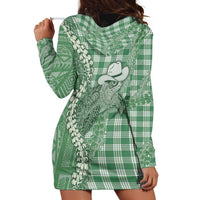 Green Hawaii Palaka Cowboy Turtle Hoodie Dress Hawaiian Paniolo Puakenikeni Maile Lei - Polynesian Pride